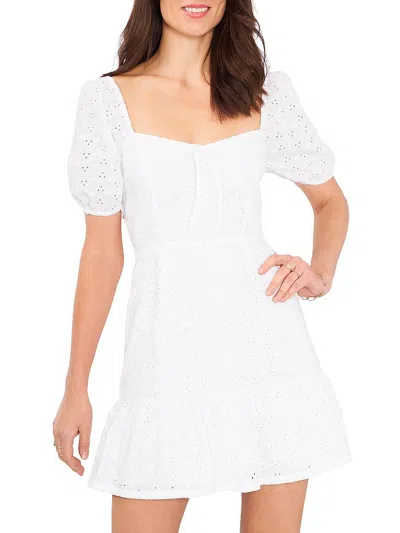 1.state Womens Open Back Eyelet Mini Dress In White