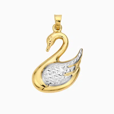 Pori Jewelry 14k Gold Two-toned Swan Pendant