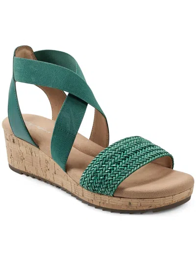 Easy Spirit Lorena Womens Leather Woven Slingback Sandals In Green