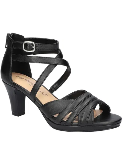 Easy Street Crissa Womens Faux Leather Strappy Ankle Strap In Black