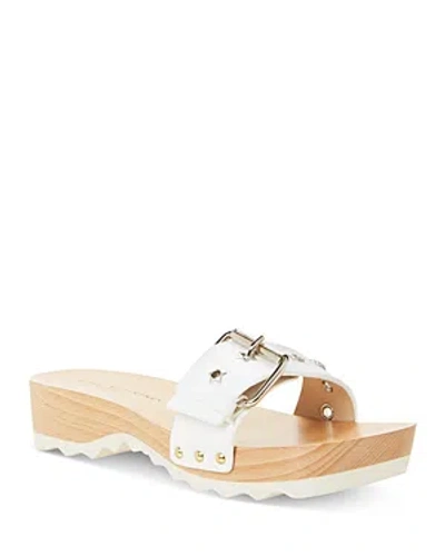 Stella Mccartney Elyse Vegan Star Buckle Slide Sandals In White