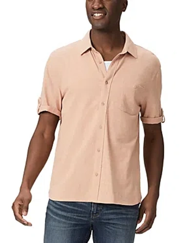 Paige Brayden Roll Tab Short Sleeve Jersey Button-up Shirt In Clouded Sunrise
