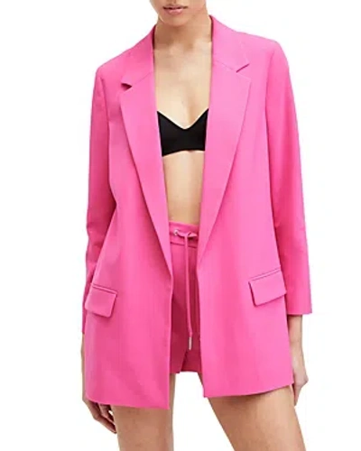 Allsaints Womens Hot Pink Aleida Open-front Single-breasted Stretch-woven Blazer In Rich Pink