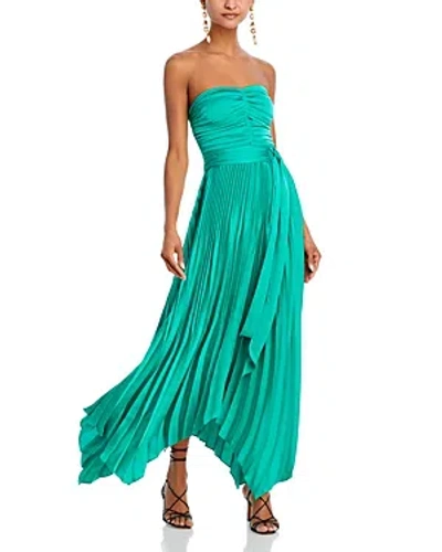 Ramy Brook Fernanda Ruched Pleated Strapless Maxi Dress In Sea Green