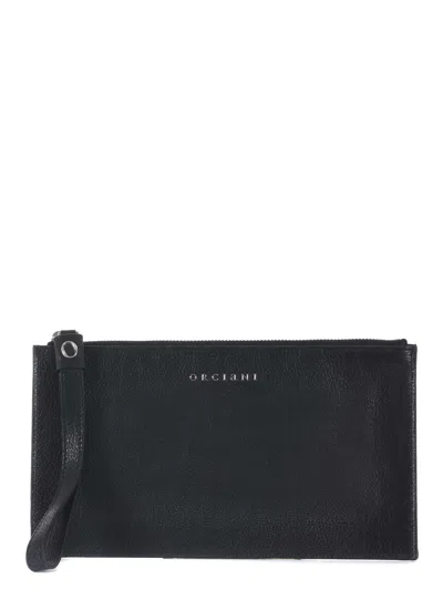 Orciani Logo-lettering Leather Clutch Bag