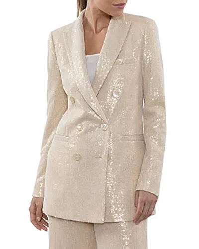 Peserico Double-breasted Sequin Blazer In Letter Paper