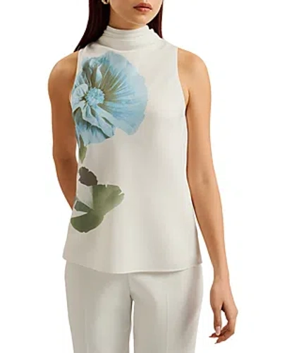Ted Baker Setsuko Floral Sleeveless Top In White