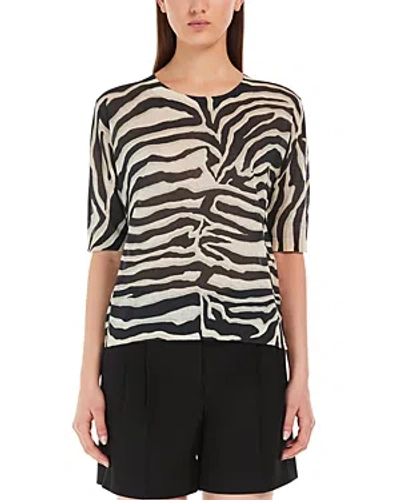 Max Mara Tina Elbow-sleeve Zebra-print Organza Shirt In Ivory