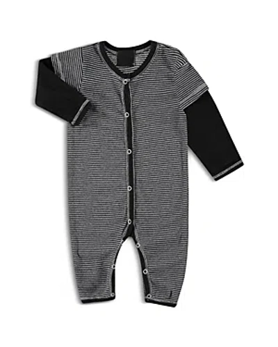 Paigelauren Boys' Supersoft Striped Rib Twofer Romper - Baby In Black