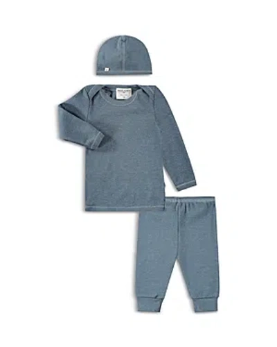 Paigelauren Unisex Ribbed Long Sleeve Tee, Leggings & Cap Set - Baby In Blue