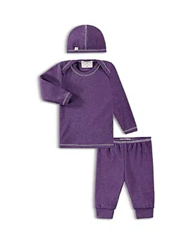 Paigelauren Babies' Unisex Long Sleeve Lap Tee, Leggings & Cap Set - Little Kid In Purple