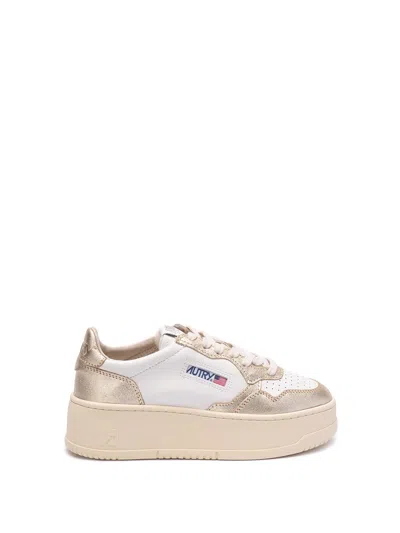 Autry Medalist Platform Low Sneakers In Gold