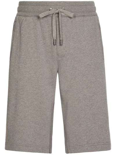 Dolce & Gabbana Logo-patch Drawstring Track Shorts In Grey