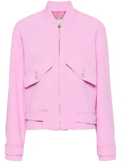 Blugirl Crepe Bomber Jacket In Pink