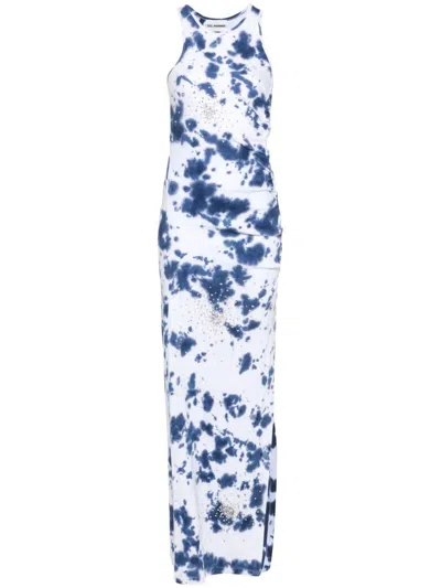 Des Phemmes Cotton Rib Tie Dye Embroidre In Blue,white