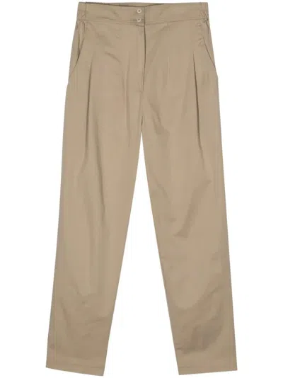 Gentry Portofino Twill Cropped Trousers In Brown