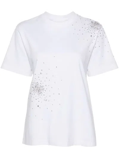Des Phemmes Crystal-embellished T-shirt In White