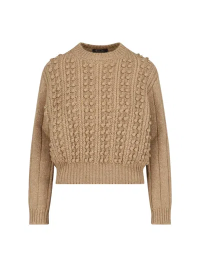 Loro Piana Erdenet Cashmere-blend Ball Knit Sweater In Beige