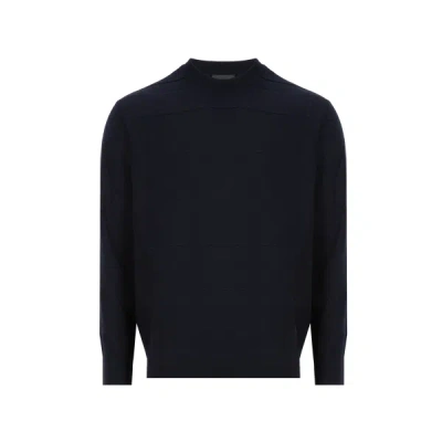 Emporio Armani Intarsia-knit Logo Virgin Wool Jumper In Black