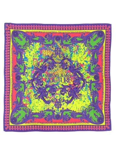 Versace Jeans Couture Graphic-print Silk Scarf In Multicolour