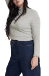 Madewell Ribbed Long Sleeve Turtleneck Crop Top In Frosted Sage