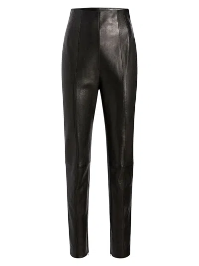 Khaite Lenn High-rise Leather Trousers In Black