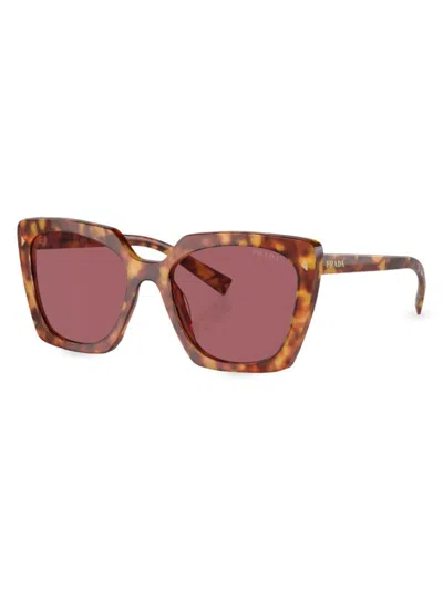 Prada Women's 47mm Square Sunglasses In Blonde Havana Bordeaux