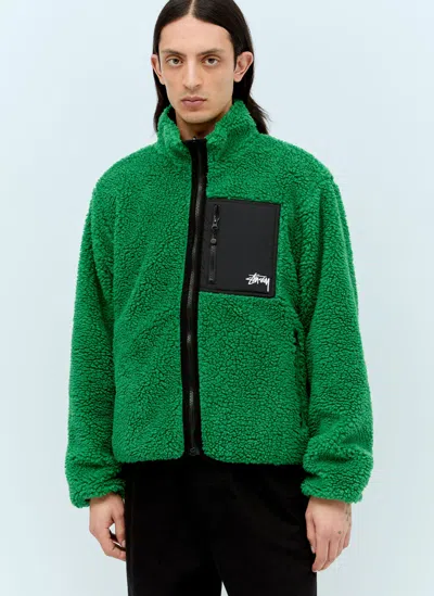 Stussy Sherpa Reversible Jacket In Green