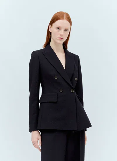 Max Mara Wool Blend Double-breasted Blazer In Navy