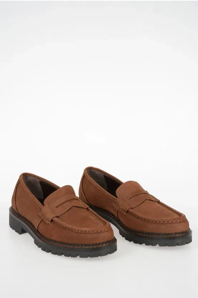 Maze Suede Leather Nabuk Loafer In Brown