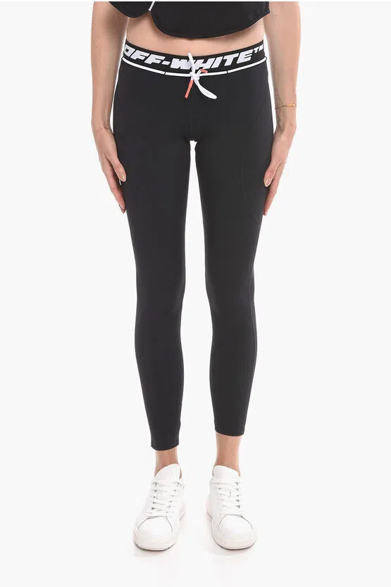 Off-White logo-print sports leggings - Black