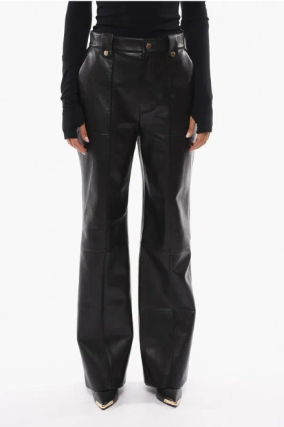 Nanushka Faux-leather Zelda Flared Trousers With High Waist In Black
