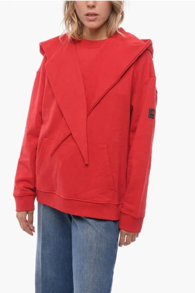 Raf Simons Hoodie Sweatshirt With Self-tie Detail In Red