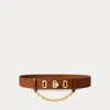 Laurèn Flip-lock Leather Wide Belt In Brown
