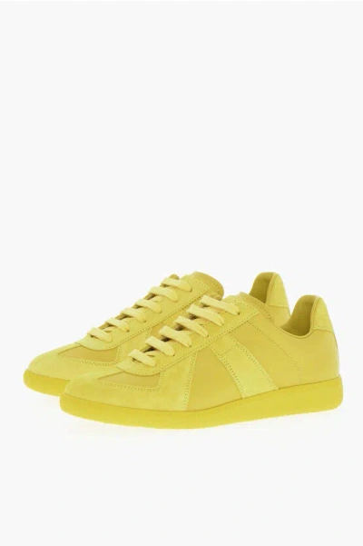 Maison Margiela Mm22 Ton On Ton Suede And Leather Low-top Trainers In Multi