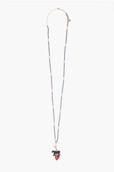 Dior Maxi Necklace With Beads In Grey