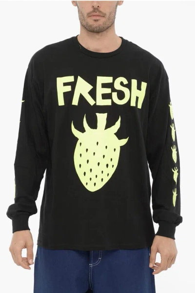 Westfall Strawberry-print Cotton Sweatshirt In Black