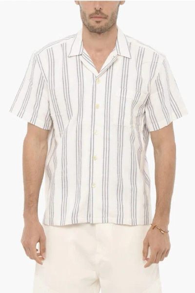 Forét Spread Collor Striped Cotton Shirt In White