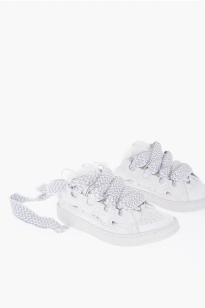 Lanvin Padded Curb Leather Mules Sneakers In White