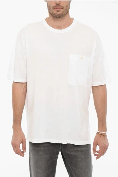 Ten C Solid Color Crew-neck T-shirt With Breast Pocket In White