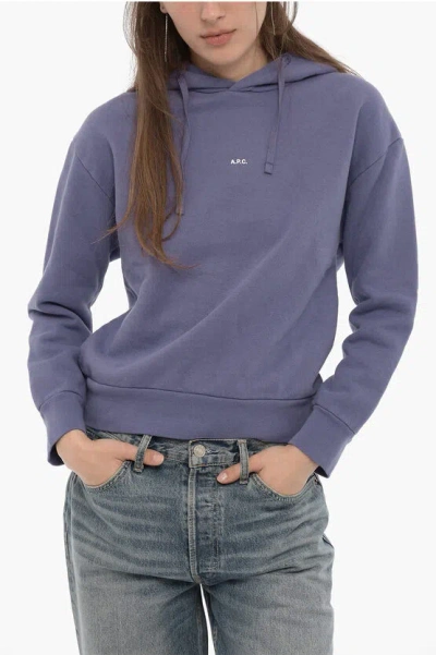 Apc Solid Color Christina Hoodie With Contrasting Logo In Purple