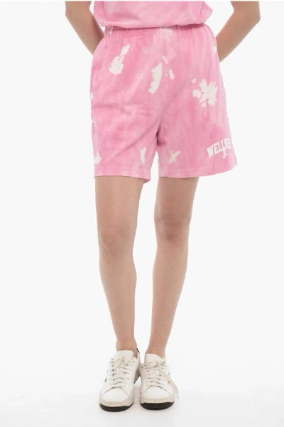 Sporty And Rich Drawstring Waist Acid Wash Effect Shorts In Multi