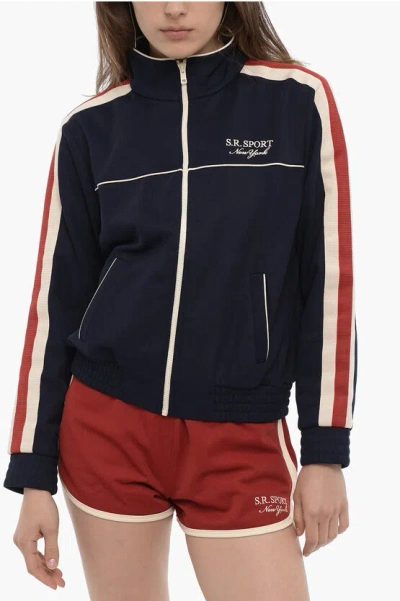 Sporty And Rich Color Block Eliot Sweatshirt With Side Contrasting Bands In Blue