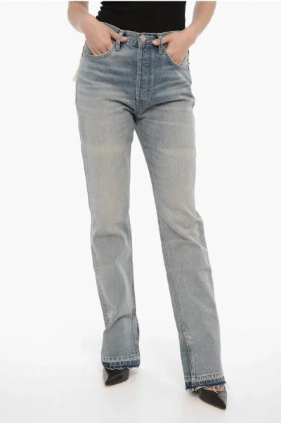Re/done Straight Leg Jeans With Ankle Slit 20cm In Blue