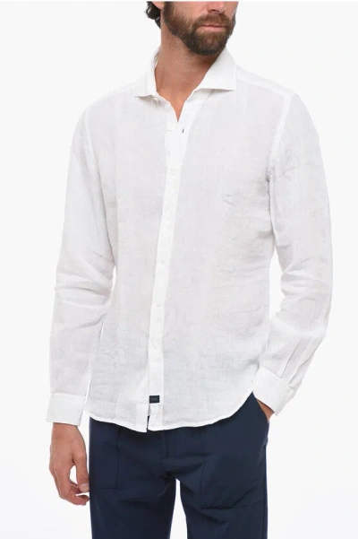 Fay French Collar Linen Shirt In White