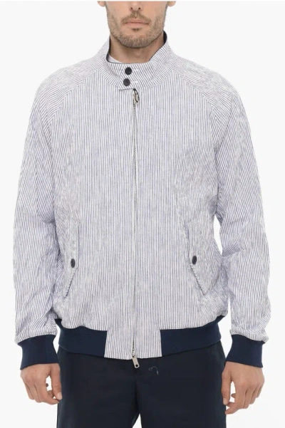 Baracuta Striped Lightweight Jacket With Zip Closure In Gray