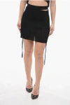 Andreädamo Viscose Ribbed Knit Low Waist Mini Skirt In Nero
