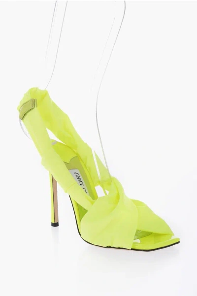 Jimmy Choo Solid Color Neoma Ankle-strap Sandals With Stiletto Heel 11c In Yellow