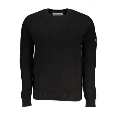 Calvin Klein Sleek Organic Cotton Crew Neck Sweater In Black