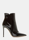 GIANVITO ROSSI Levy Pointed Stiletto Patent Ankle Boots in Black,090900000461989